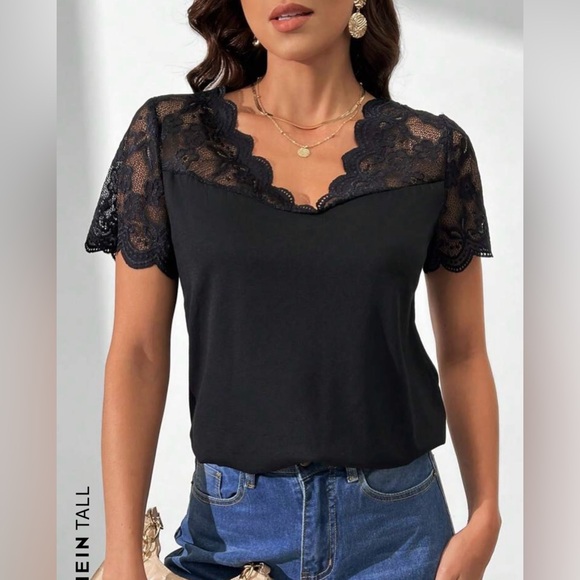 SHEIN TALL | Lace Short Sleeve - Picture 1 of 6